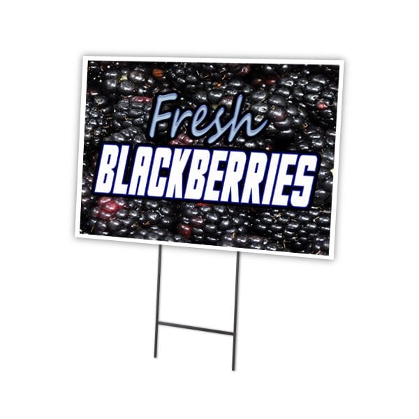 Signmission Fresh Blackberries Yard Sign & Stake outdoor plastic coroplast window, C-1824 Fresh Blackberries C-1824 Fresh Blackberries - main